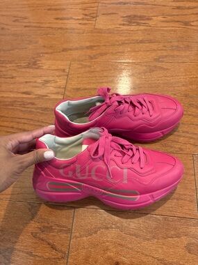 Gucci Hot Pink Chunky Rhyton Lace-Up Sneakers